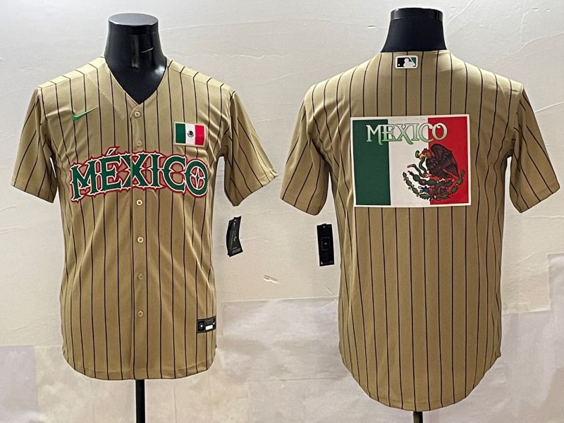 Men Mexico Blank Brown Stripe Joint Name 2025 Nike MLB Jersey style 9